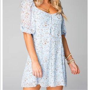 Buddy Love Dress with Puff Sleeve and Gold Stars
